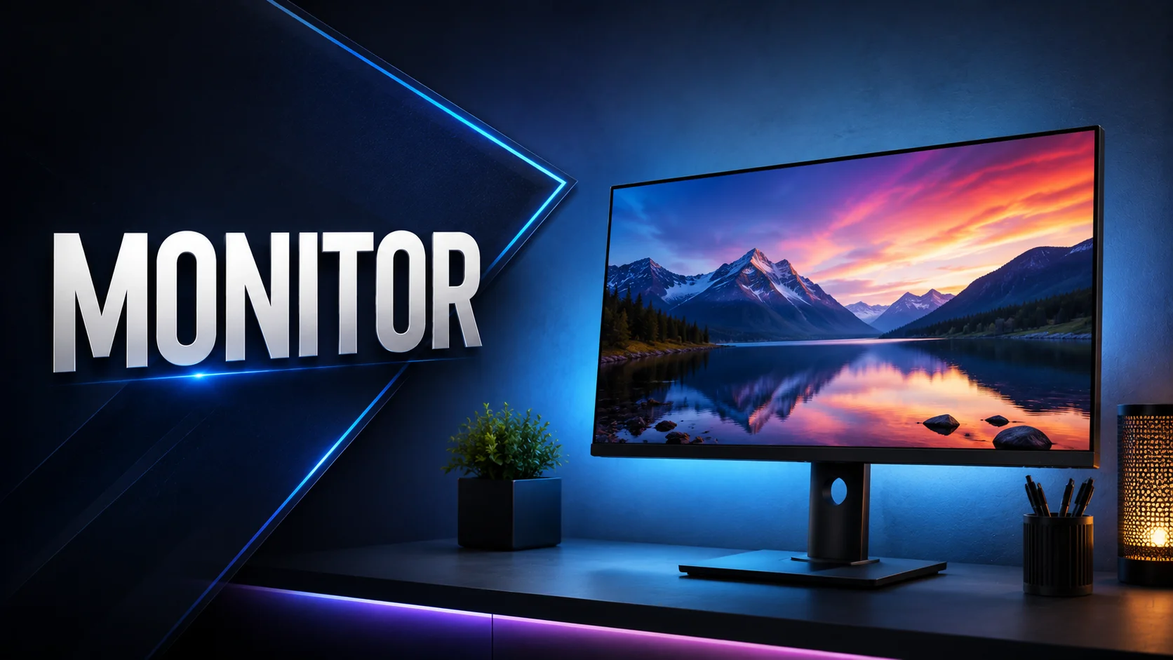 Computer monitor as an output device displaying a scenic landscape