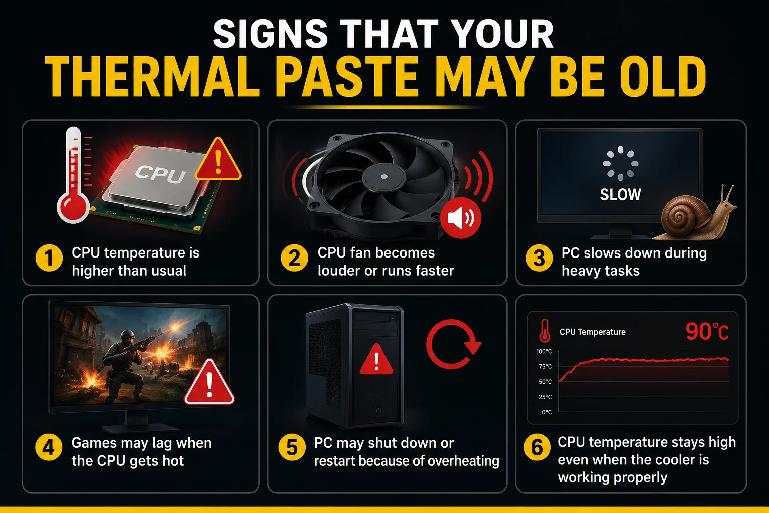 Signs that thermal paste may be old