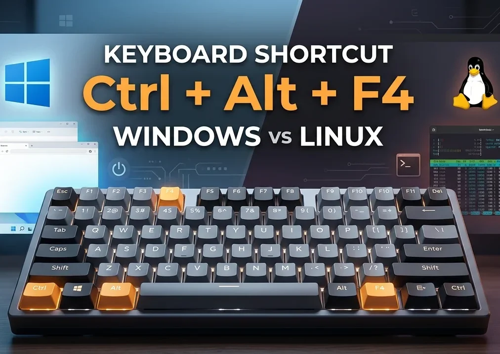 Keyboard Shortcut: Ctrl + Alt + F4 | Windows & Linux