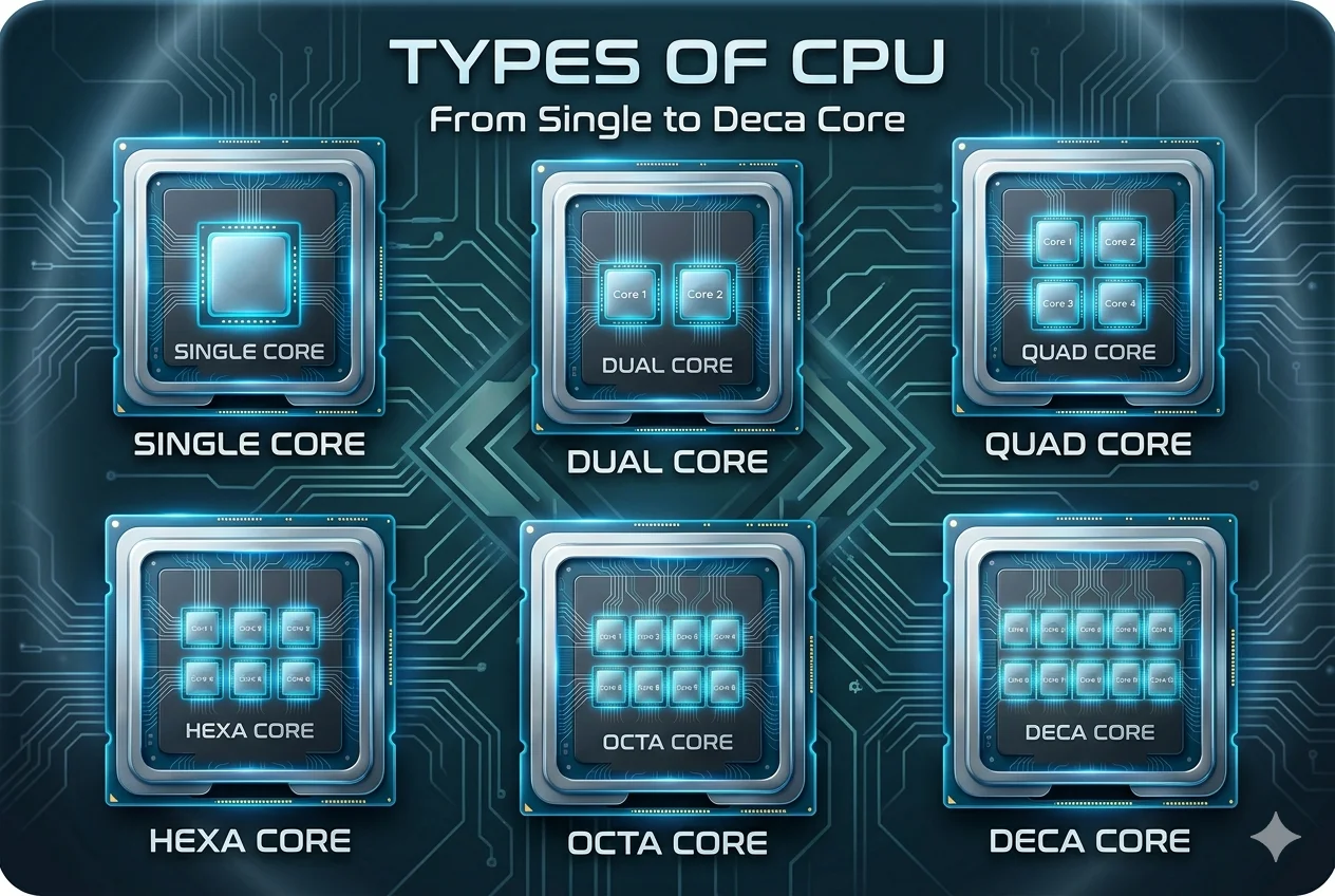 What are Types of CPU | Single to Deca Core Covered